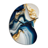 Abstract Geode Gold And Blue Marble II - Asymmetric Metal Wall Clock