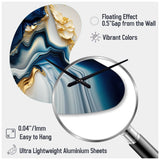 Abstract Geode Gold And Blue Marble II - Asymmetric Metal Wall Clock