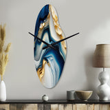 Abstract Geode Gold And Blue Marble II - Asymmetric Metal Wall Clock