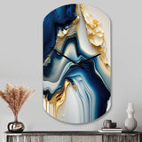 Abstract Geode Gold And Blue Marble II - Asymmetric Metal Wall Clock