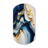 Abstract Geode Gold And Blue Marble II - Asymmetric Metal Wall Clock