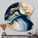 Abstract Geode Gold And Blue Marble II - Asymmetric Metal Wall Clock