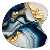 Abstract Geode Gold And Blue Marble II - Asymmetric Metal Wall Clock
