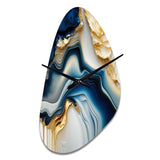 Abstract Geode Gold And Blue Marble II - Asymmetric Metal Wall Clock