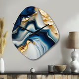 Abstract Geode Gold And Blue Marble II - Asymmetric Metal Wall Clock