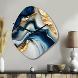 Abstract Geode Gold And Blue Marble II - Asymmetric Metal Wall Clock