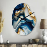 Abstract Geode Gold And Blue Marble II - Asymmetric Metal Wall Clock