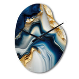 Abstract Geode Gold And Blue Marble II - Asymmetric Metal Wall Clock