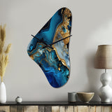 Abstract Geode Gold And Blue Marble IV - Asymmetric Metal Wall Clock