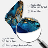 Abstract Geode Gold And Blue Marble IV - Asymmetric Metal Wall Clock
