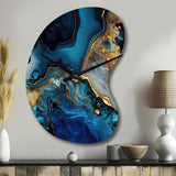 Abstract Geode Gold And Blue Marble IV - Asymmetric Metal Wall Clock