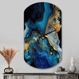 Abstract Geode Gold And Blue Marble IV - Asymmetric Metal Wall Clock