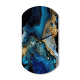 Abstract Geode Gold And Blue Marble IV - Asymmetric Metal Wall Clock