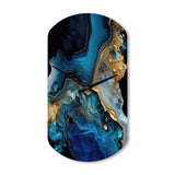 Abstract Geode Gold And Blue Marble IV - Asymmetric Metal Wall Clock
