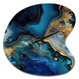 Abstract Geode Gold And Blue Marble IV - Asymmetric Metal Wall Clock