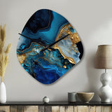 Abstract Geode Gold And Blue Marble IV - Asymmetric Metal Wall Clock