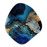 Abstract Geode Gold And Blue Marble IV - Asymmetric Metal Wall Clock