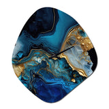 Abstract Geode Gold And Blue Marble IV - Asymmetric Metal Wall Clock