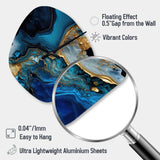 Abstract Geode Gold And Blue Marble IV - Asymmetric Metal Wall Clock