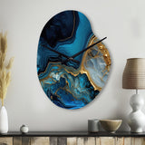 Abstract Geode Gold And Blue Marble IV - Asymmetric Metal Wall Clock