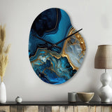 Abstract Geode Gold And Blue Marble IV - Asymmetric Metal Wall Clock