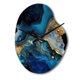 Abstract Geode Gold And Blue Marble IV - Asymmetric Metal Wall Clock