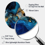 Abstract Geode Gold And Blue Marble IV - Asymmetric Metal Wall Clock
