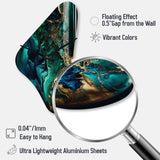 Abstract Geode Marble Green And Blue II - Asymmetric Metal Wall Clock