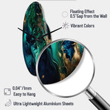 Abstract Geode Marble Green And Blue II - Asymmetric Metal Wall Clock