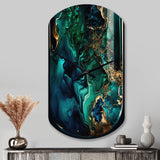 Abstract Geode Marble Green And Blue II - Asymmetric Metal Wall Clock