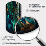 Abstract Geode Marble Green And Blue II - Asymmetric Metal Wall Clock