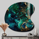 Abstract Geode Marble Green And Blue II - Asymmetric Metal Wall Clock