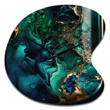 Abstract Geode Marble Green And Blue II - Asymmetric Metal Wall Clock