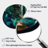 Abstract Geode Marble Green And Blue II - Asymmetric Metal Wall Clock