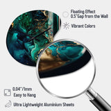 Abstract Geode Marble Green And Blue II - Asymmetric Metal Wall Clock
