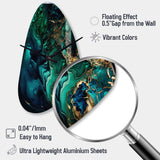 Abstract Geode Marble Green And Blue II - Asymmetric Metal Wall Clock