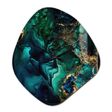 Abstract Geode Marble Green And Blue II - Asymmetric Metal Wall Clock