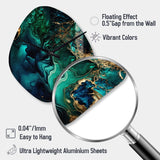 Abstract Geode Marble Green And Blue II - Asymmetric Metal Wall Clock