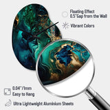 Abstract Geode Marble Green And Blue II - Asymmetric Metal Wall Clock