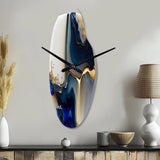 Abstract Geode Gold And Blue Marble Shape I - Asymmetric Metal Wall Clock