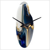 Abstract Geode Gold And Blue Marble Shape I - Asymmetric Metal Wall Clock