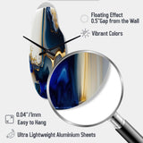Abstract Geode Gold And Blue Marble Shape I - Asymmetric Metal Wall Clock