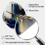 Abstract Geode Gold And Blue Marble Shape I - Asymmetric Metal Wall Clock