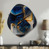 Abstract Geode Gold And Blue Marble Shape II - Asymmetric Metal Wall Clock
