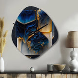 Abstract Geode Gold And Blue Marble Shape II - Asymmetric Metal Wall Clock