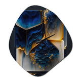 Abstract Geode Gold And Blue Marble Shape II - Asymmetric Metal Wall Clock
