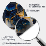 Abstract Geode Gold And Blue Marble Shape II - Asymmetric Metal Wall Clock