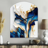 Abstract Geode Gold And Blue Marble Shape III - Asymmetric Metal Wall Clock