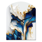 Abstract Geode Gold And Blue Marble Shape III - Asymmetric Metal Wall Clock