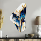 Abstract Geode Gold And Blue Marble Shape III - Asymmetric Metal Wall Clock